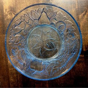 Blue KIG Indonesia ‘Della Robbia’ Pressed Glass Serving Bowl Fruit Salad